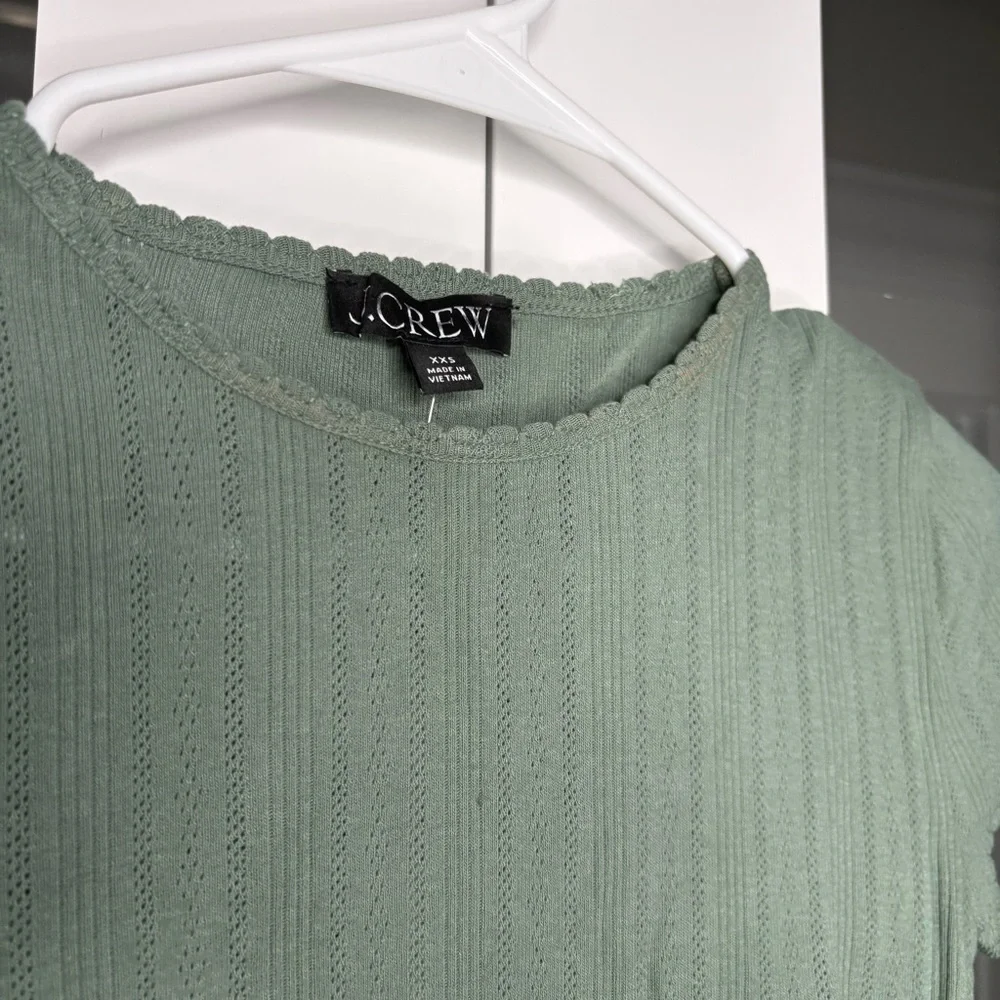 NWT J. Crew Pointelle Short-sleeve T-shirt Topiary Green